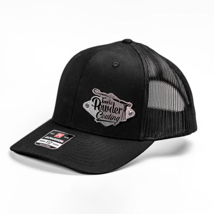 Custom Company Badge Hats With Logo - Black Mesh Trucker Hat – Raised Stainless Design