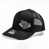 Custom Company Badge Hats With Logo - Black Mesh Trucker Hat – Raised Stainless Design