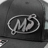 Custom Company Badge Hats With Logo - Black Mesh Trucker Hat – Raised Stainless Design