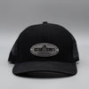 Custom Company Badge Hats With Logo - Black Mesh Trucker Hat – Raised Stainless Design