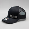 Custom Company Badge Hats With Logo - Black Mesh Trucker Hat – Raised Stainless Design