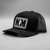 Custom Company Badge Hats With Logo - Black Mesh Trucker Hat – Raised Stainless Design