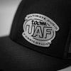 Custom Company Badge Hats With Logo - Black Mesh Trucker Hat – Raised Stainless Design