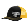 Custom Company Hats With Logo - Black w/Yellow Mesh Trucker Hat – Raised Stainless Design