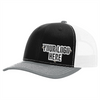 Custom Company Badge Hats With Logo - Black and Heather w/ Mesh Trucker Hat – Raised Stainless Design