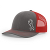 Breast Cancer Ribbon Hat - Charcoal w/Red Mesh