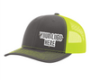 Custom Company Hats With Logo - Charcoal w/Lime Mesh Trucker Hat – Raised Stainless Design