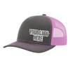 Custom Company Hats With Logo - Charcoal w/Pink Mesh Trucker Hat – Raised Stainless Design