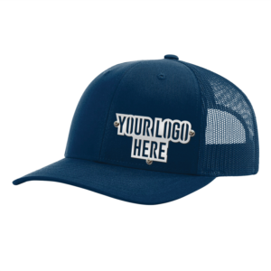 Custom Company Hats With Logo - Navy Mesh Trucker Hat – Raised Stainless Design - Headgear Hats