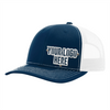 Custom Company Hats With Logo - Navy w/White Mesh Trucker Hat – Raised Stainless Design