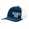 Custom Company Hats With Logo - Blue w/White Mesh Trucker Hat – Raised Stainless Design