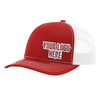 Custom Company Hats With Logo - Red w/ White Mesh Trucker Hat – Raised Stainless Design