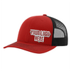 Custom Company Hats With Logo - Red w/Black Mesh Trucker Hat – Raised Stainless Design